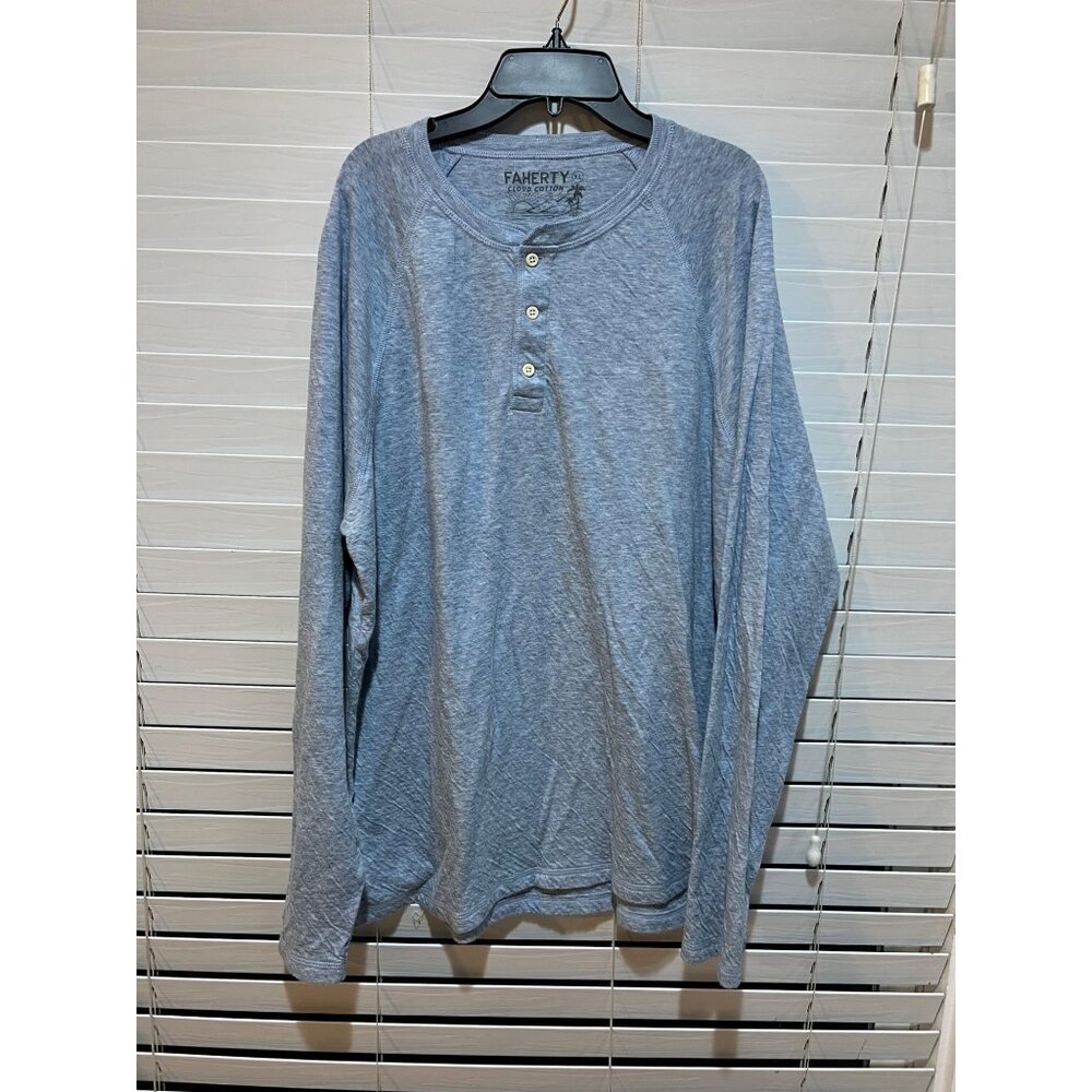 Faherty Cloud Cotton Henley Long Sleeve Shirt -‎ Size XL